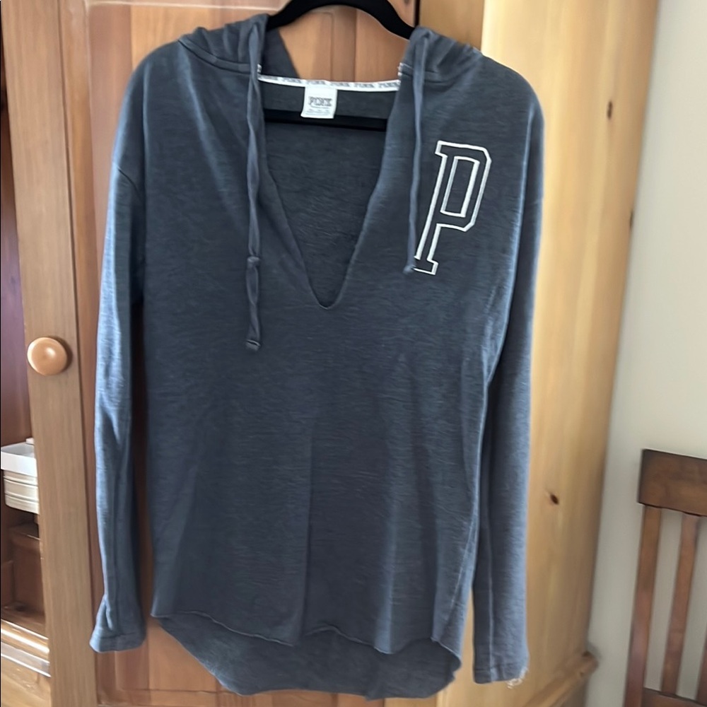 VS PINK Gray Hooded Pullover